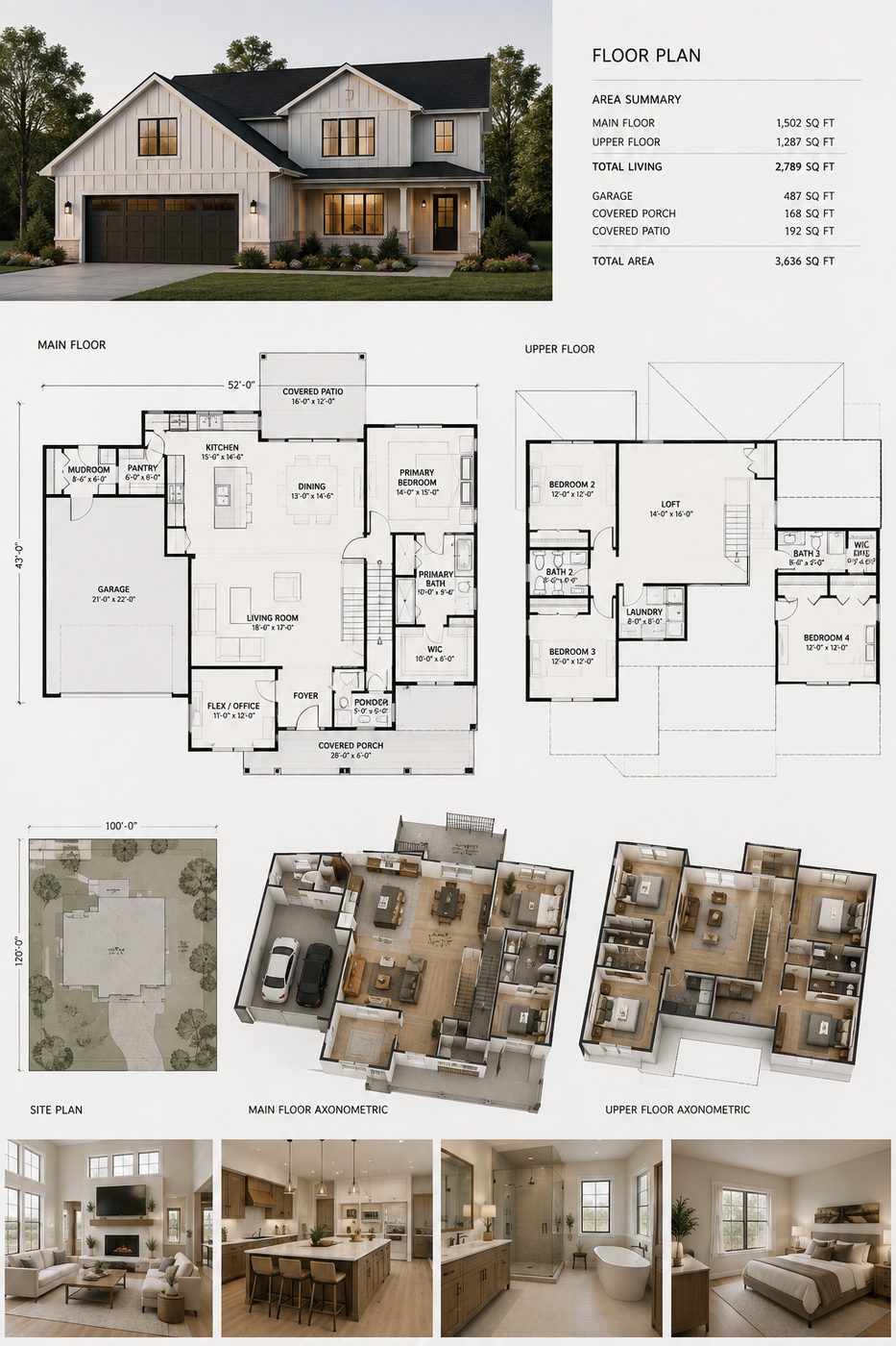 3D bathroom design with cutaway view, floor plan and photorealistic render